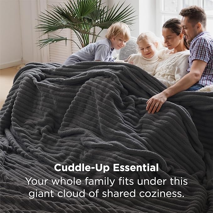 Bedsure GentleSoft Large Fleece Blanket for Bed - Cozy Soft Throw Blankets for Women, Cute Large Throws for Girls, Grey, 120x120 Inches