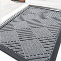 OLANLY Front Door Mat Outside Entrance 33x21, Absorbent, Heavy Duty Sturdy Natural Rubber Doormat Indoor Outdoor, Stain Fade Resistant, Non-Slip Low Profile Floor Mat Entryway, Charcoal Gray Diamond