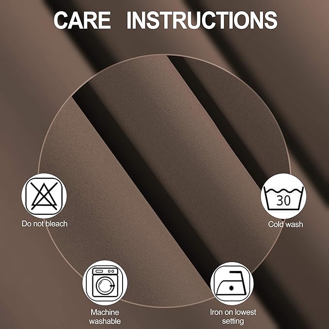 LEMOMO Chocolate Brown Thermal Blackout Curtains/52 x 95 Inch/Set of 2 Panels Room Darkening Curtains for Bedroom