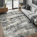 Area Rugs 5x7 for Living Room: Washable Rug Modern Abstract Neutral Soft Non-Slip Low-Pile Indoor Carpet for Bedroom Dining Room Playroom Home Office (Black Grey Brown, 5'x7')