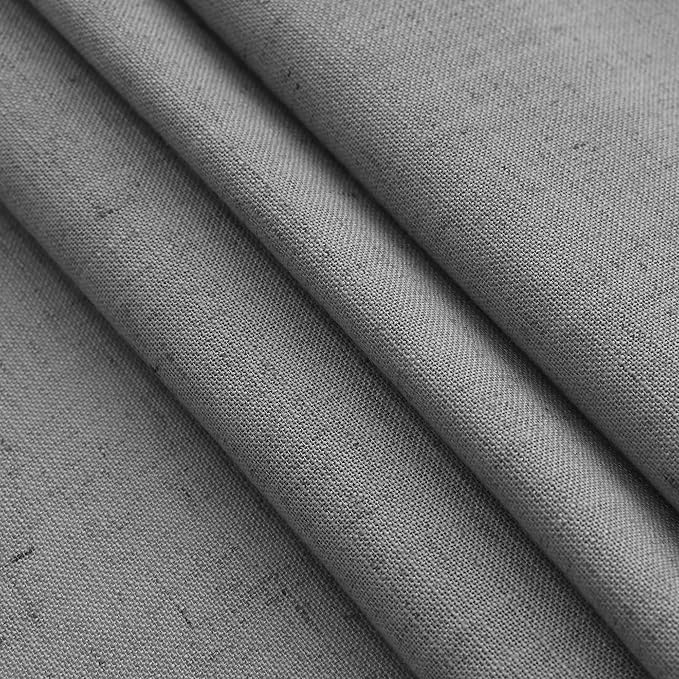 Nanspring Dark Grey Semi Sheer Curtains 72 Inches Long 2 Panels Set for Bedroom Privacy Back Tab Rod Pocket Light Filtering Drapes Cotton Linen Textured Farmhouse Living Room Curtain 52X72 Inches