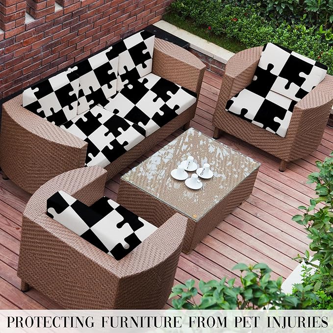 Outdoor Cushion Covers Set,8PCS Patio Furniture Couch Seat Slipcovers, Replacement for Sofa Sectional Chair(Cover，Only)