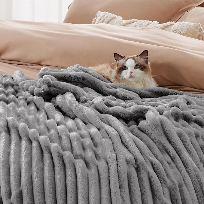 Bedsure GentleSoft Frost Gray Full Blanket for Bed - Cozy Soft Blankets for Women, Cute Large Throws for Girls, 84x90 Inches