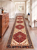 SERISSA Runner Rug for Hallways, 2'6"x14' Washable Non Slip Runner Rug, Extra Long Boho Rug Ultra Soft Vintage Red Black Print Floor Carpet for Bedroom Hallway Entryway Bathroom Laundry Room