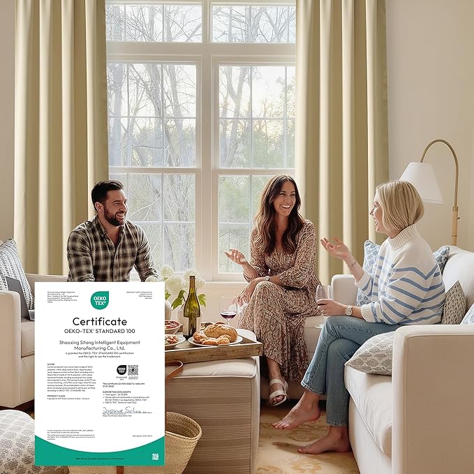 RYB HOME Bedroom Blackout Curtains 72 inches Long, 100% Blackout Thermal Insulated Noise Reducing Curtains for Living Room Nursury, 62 inches Wide by 72 inches Long, Biscotti Beige