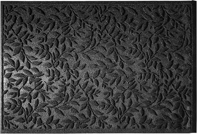 Black Leaves Outdoor Indoor Entrance Door mat, Absorbent Durable Heavy Duty Welcome Front Door Mat,Thick Natural Rubber Back,Easy Clean Entryway Mat 47x32 Inch, Low Profile
