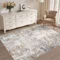UERMEI 4x6 Area Rug Living Room Rugs - Washable Neutral Modern Abstract Soft Thin Rug Indoor Floor No Slip Rug Carpet for Bedroom Under Dining Table Home Office Decor - Brown Grey