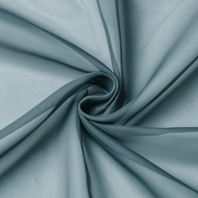 Aiyufeng Dusty Blue Sheer Curtains 90 Inches Long 2 Panels Set, Light Filtering Soft Airy Voile Rod Pocket Dusty Blue Sheer Window Drapes for Bedroom Living Room, Each 42Wx90L Inches