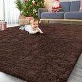 OLANLY 8x10 Machine Washable Large Area Rugs for Living Room, Bedroom, Soft Fluffy Shaggy Bedside Rug, Indoor Floor Carpet for Kids Girls and Boys, Dorms, Nursery, Home Decor Aesthetic, Coffee