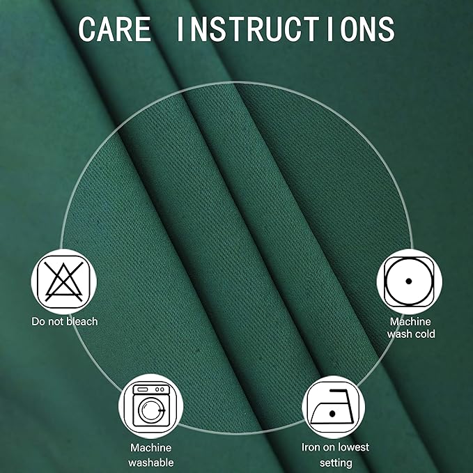 LEMOMO Dark Green Thermal Blackout Curtains/52 x 95 Inch/Set of 2 Panels Room Darkening Curtains for Bedroom