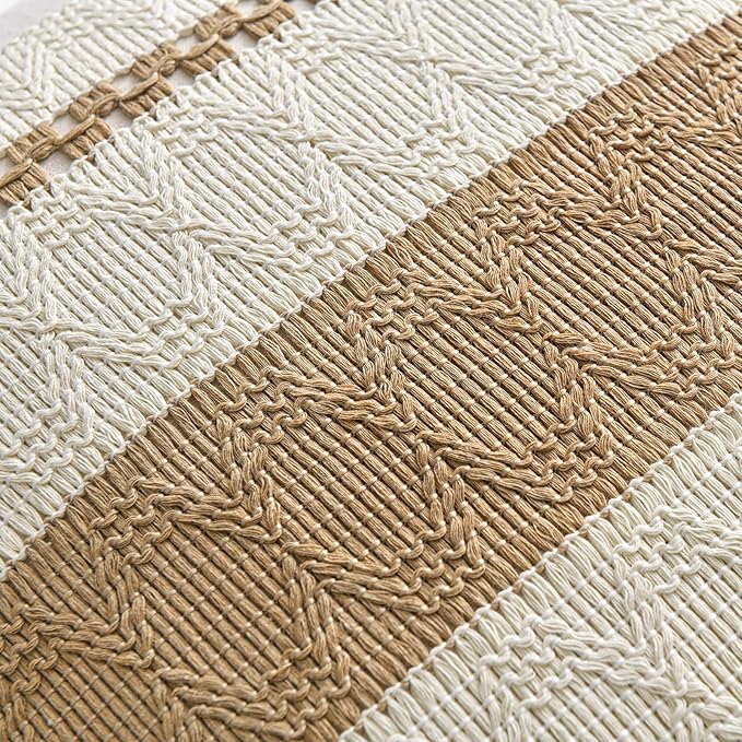 Fancy Homi Set of 1 Neutral Tan Lumbar Decorative Throw Pillow Cover 12x20 Inch for Couch Bed Sofa Chair, Modern Organic Farmhouse Boho Home Decor, Soft Cotton Cute Accent Taupe Rectangle Cushion Case