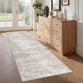 Washable Runner Rugs for Bedroom - 2x6 Runner Rug Non Slip, Ultra-Thin Entryway Runner, Soft Abstract Kitchen Runner for Hallway, Laundry, Indoor Door Mat(2'x6', Brown/Grey/Ivory)