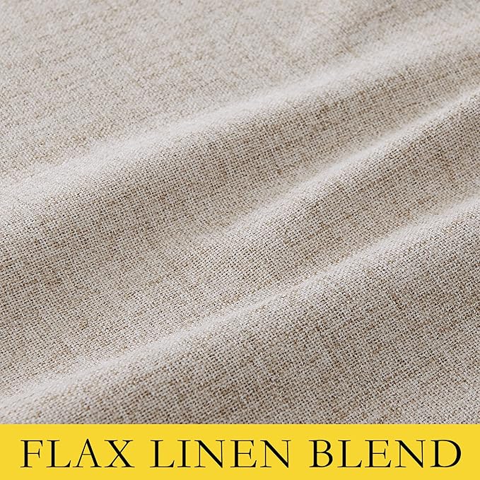 NICETOWN Full Blackout Oatmeal Linen Curtains 102" Length with Thermal Insulated Liners for Living Room, 2 Panels, 52 inches W, Farmhouse Style Keep Warm Large Window Draperies for Hall
