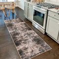 IOHOUZE Abstract Runner Rug 2x7 Ft Washable Runners for Hallways, Non Slip Kitchen Runner Printed Faux Wool Entryway Runners Indoor, Modern Abstract Floor Carpet for Hall Kitchen Bedroom, Brown/Rust