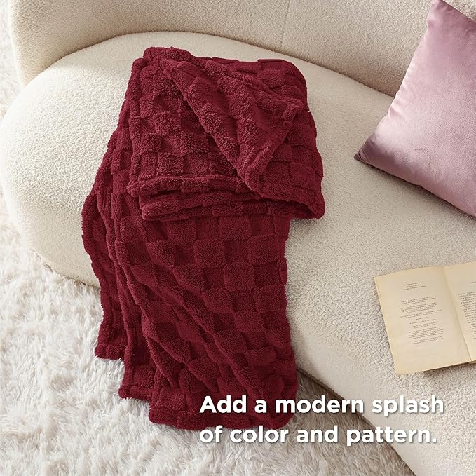 Bedsure GentleSoft Throw Blanket for Couch - Red Checkered Fleece Mother's Day Blankets Gifts for Kids Girls, Cute Soft Cozy Throw for Bedroom Home Decor Gifts, 50x60 Inches
