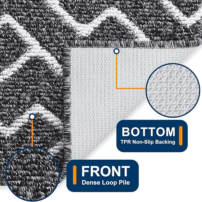 OLANLY Front Door Mat, Non-Slip Rubber Backing, Dirt Resistant and Absorbent, Washable, Easy to Clean Low-Profile Indoor Doormat for Back Door, Entryway, Inside Entrance, 36x24, Black
