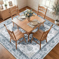 RELEANY Area Rugs Square 7ft Washable Non-Slip, Floral Vintage Distress Print Pattern Medallion Carpet for Living Room Bedroom Dining Room, Light Gray Grey White