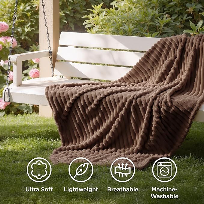 Bedsure GentleSoft Brown Twin XL Blanket for Bed - Cozy Soft Blankets for Women, Cute Small Fleece Throws for Girls, Birthday Gifts for Women Day Decor Gifts for Mom, 66x90 Inches