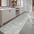 Madane Runner Rugs for Hallway 2x10 Long Washable Non-Slip Hallway Runner Rug Low-Pile Stair Kitchen Runner Soft Throw Carpet for Entrance Living Dining Laundry Room (Blue/Gold, 2 x 10)