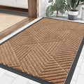 Smiry Front Door Mat Outside Entrance, Heavy Duty Sturdy Natural Rubber Doormat, Trap Dirt and Moisture, Easy Clean Low Profile Mats for Indoor Outdoor Entry, Irregular Triangle (59x30, Coffee)