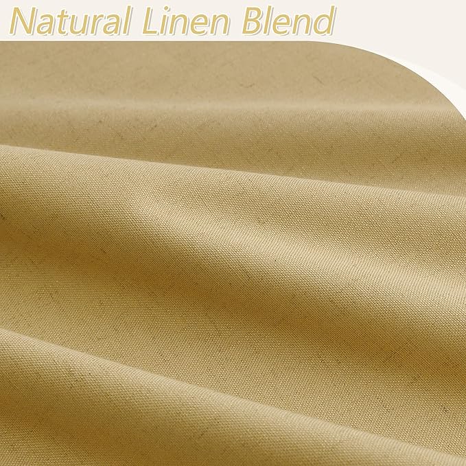 Guken 100% Blackout Curtains 100 Inch Length 2 Panels Set for Living Room Bedroom Back Tab Thermal Insulated Black Out Linen Drapes Room Darkening Window Curtains 100 Inches Long,Gold Yellow