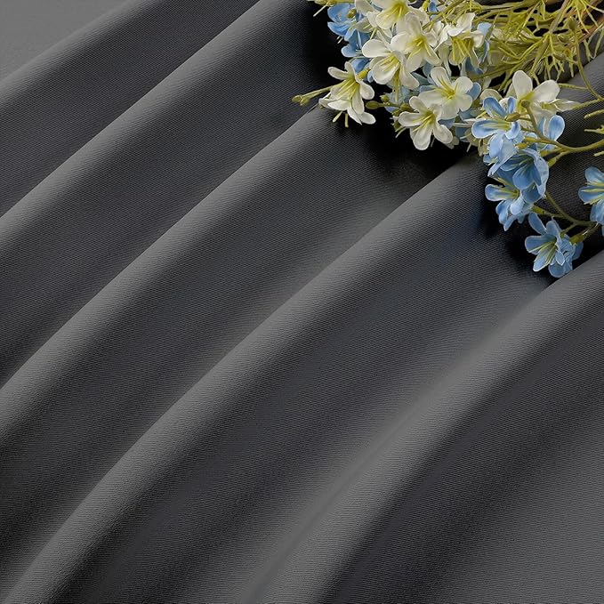 CUCRAF Light Grey Blackout Curtains 45 inch Length 2 Panels Set, Rod Pocket Room Darkening Drapes for Bedroom Living Room, Insulated Thermal Light Blocking Window Curtain (W52 x L45 Inch)