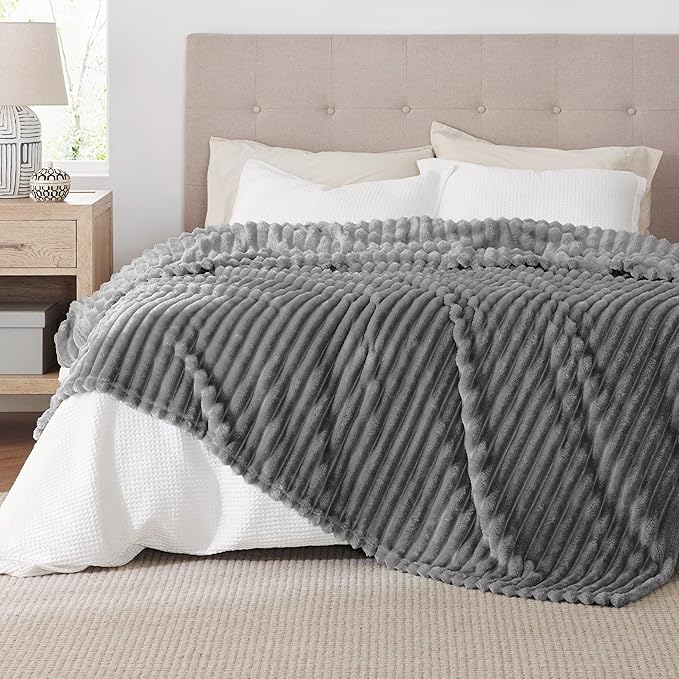 Bedsure GentleSoft Frost Gray California King Size Blanket for Couch - Cozy Soft Blankets for Women, Cute Small Fleece Throws for Girls, 102x96 Inches