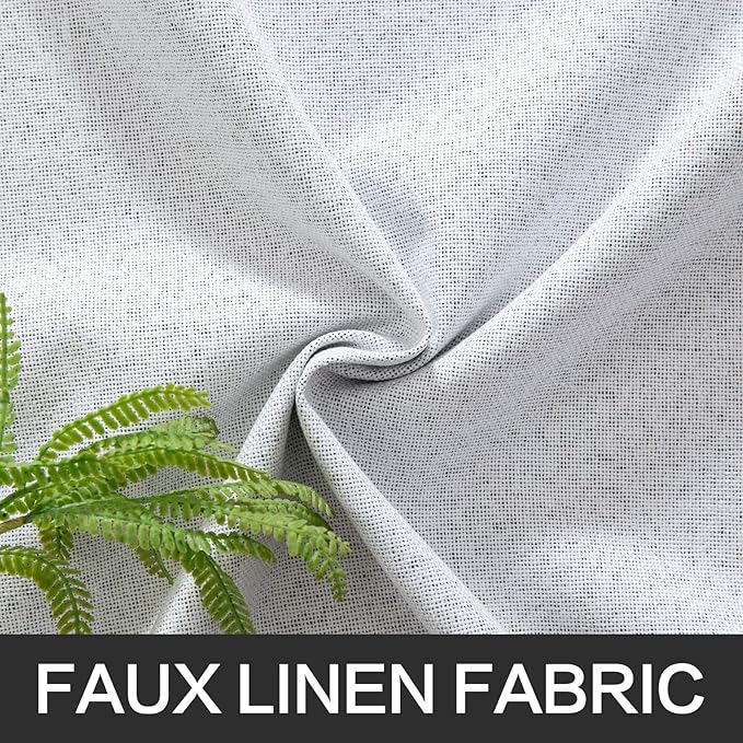 MIULEE Linen Texture Full Blackout Curtain for Living Room Darkening,Thermal Insulated Grommet Curtain for Bedroom,Room Darkening Curtains for Kitchen,52x54 Inch Length 2 Panels Grayish White