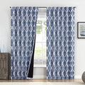 Beauoop 100% Blackout Curtains 84 Inches Long 2 Panels for Bedroom Living Room Blue Moroccan Geo Room Darkening Thermal Insulated Soundproof Rod Pocket Back Tab Window Treatments Drapes, 50x84