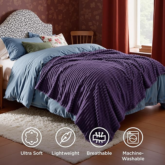 Bedsure GentleSoft Purple Twin Blanket for Bed - Cozy Soft Blankets for Women, Cute Large Throws for Girls, 66x90 Inches