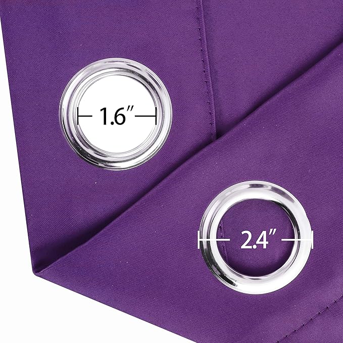 LEMOMO Purple Blackout Curtains 40 x 63 Inch Length/Set of 2 Curtain Panels/Thermal Insulated Room Darkening Blackout Curtains for Bedroom