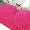 OLANLY Dog Door Mat for Muddy Paws 48x30, Absorbs Moisture and Dirt, Absorbent Non-Slip Washable Doormat, Quick Dry Chenille Mud Mat for Dogs, Entry Indoor Entryway Carpet for Inside Floor, Hot Pink