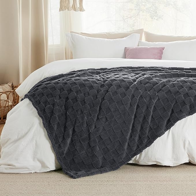Bedsure GentleSoft Twin Blanket for Bed Dark Grey - Super Soft Cozy Blankets for Kids Girls, Cute Fuzzy Fleece Throws for Bedroom Couch, 60x80 Inches
