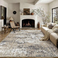 PureCozy 8x10 Abstract Area Rug Brown Washable Modern Neutral Living Room Carpet Non Slip Ultra Soft Low Pile Contemporary Bedroom Large Rug Indoor Office Dining Room Under Table Playroom