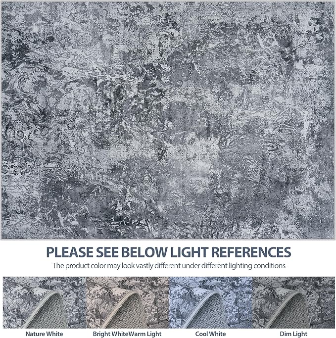 9x12 Area Rugs for Living Room Rug Washable: Abstract Large Rug for Dining Room Bedroom Carpet Non Slip 9 by 12 Indoor Modern Nursery Home Office Black