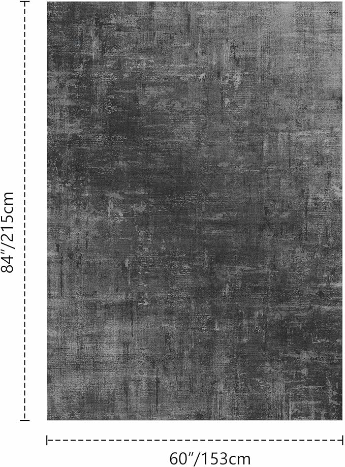 Latte&Fog 5x7 Area Rugs for Living Room Bedroom, Black Modern Abstract Neutral Washable Rug, Boho Non Slip Low Pile Carpet for Dining Room, Dorm, Classroom,College Dorm,Farmhouse and Kids Room - Black