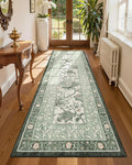 GarveeHome Sage Green 2.5 x 8 Washable Kitchen Runner Rugs Non Slip Provence Vintage Boho Cottage Long Rug for Hallways Bedroom Entryway Bathroom Mat with Rubber Back