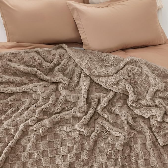 Bedsure GentleSoft Blankets Queen Size for Bed - Super Soft Cozy Blanket for Kids Girls, Large Fuzzy Fleece Throw for Bedroom Decor, Light Brown, 90x90 Inches