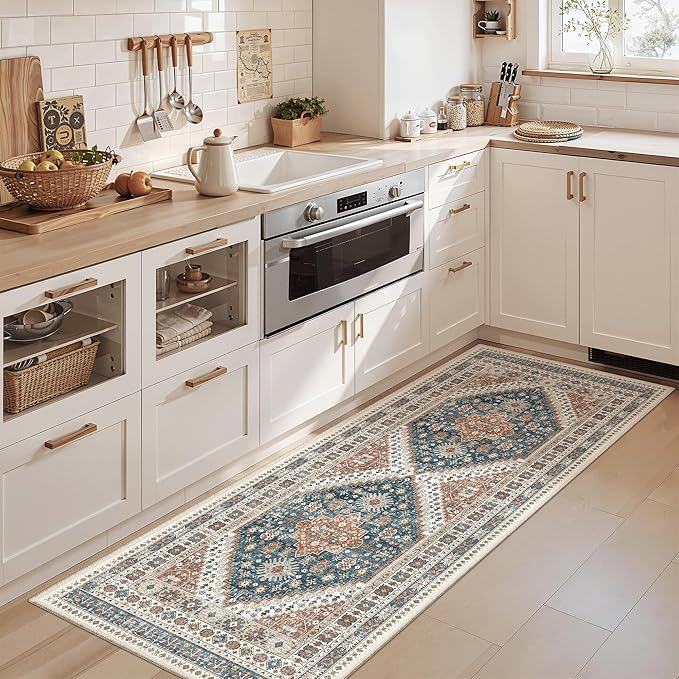 Madane Hallway Runner Rug - 2x5 Rug Runner Washable Runner Rugs Non-Slip Low-Pile Kitchen Runner Rug Laundry Room Rug Throw Carpet for Entrance Bedroom Living Room (2'x5', Navy Blue)
