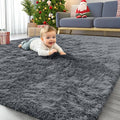 OLANLY 4x9 Area Rugs for Living Room Bedroom, Machine Washable Soft Fluffy Shaggy Bedside Rug, Indoor Floor Carpet for Kids Girls and Boys, Dorms, Nursery Rooms, Home Decor Aesthetic, Grey