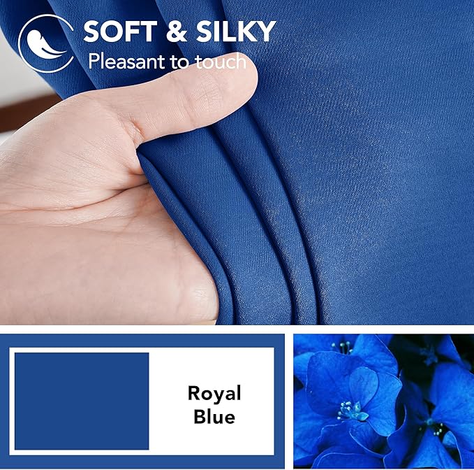 Deconovo Blackout Curtain Panels for Kids Bedroom, Room Darkening Back Tab and Rod Pocket Curtains, 42x72 Inch, adult, Royal Blue, 2 Panels, adult