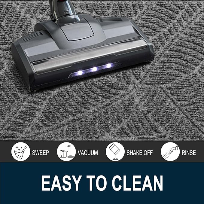 Colorxy Waterproof Doormat, Sturdy Natural Rubber Front Door Mats, Non Slip Low Profile Indoor Outdoor Entrance Mat, Stain Resistant Easy Clean Floor Mat for Patio or Entryway, 59''x23'', Dark Grey