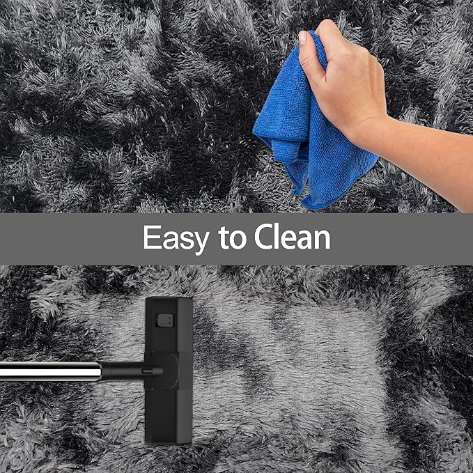 Black Grey Tie-Dyed Rug for Living Room 8x10 Fluffy Area Rug Mat Bedside Throw Rug for Bedroom Kids Room Boys Teens Nursery Baby Dorm Office Home Decor Aesthetic Carpets