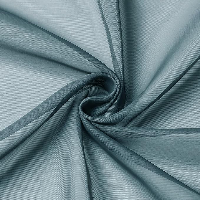 Aiyufeng Dusty Blue Sheer Curtains 63 Inch Length 2 Panels Set, Light Filtering Airy Rod Pocket Dusty Blue Window Curtain Treatment Drapes for Kitchen Bedroom Living, Each 40Wx63L Inches