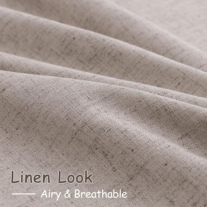Brownish Grey Linen Curtains 120 Inch Extra Long for Living Room Back Tab Light Filtering Semi Sheer Drapes Modern Farmhouse Boho Cotton Textured Curtain for Floor to Ceiling High Window 52x120