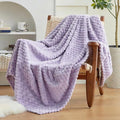 EXQ Home Fleece Blanket Twin Size for Couch or Bed - 3D Imitation Turtle Shell Jacquard Decorative Blankets - Cozy Soft Lightweight Fuzzy Flannel Blanket Suitable for All Seasons(60"×80",Light Purple)