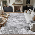 PureCozy 8x10 Grey Area Rug Washable Modern Abstract Living Room Carpet Non Slip Neutral Low Pile Soft Contemporary Gray Bedroom Large Rug Indoor Office Dining Room Playroom