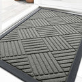 OLANLY Front Door Mat Outside Entrance 35x23, Absorbent, Heavy Duty Sturdy Natural Rubber Doormat Indoor Outdoor, Stain Fade Resistant, Non-Slip Low Profile Floor Mat for Entryway, Modern Gray Diamond