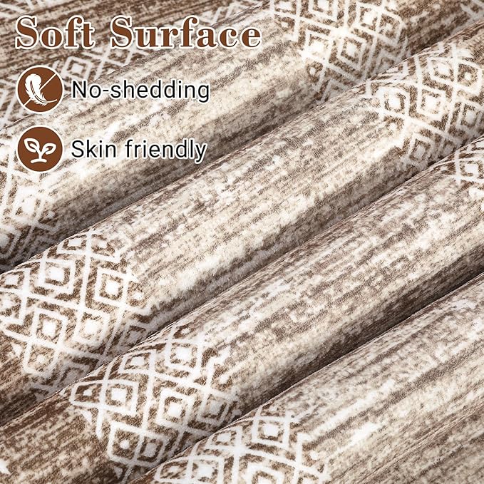 GarveeHome 10x13 Large Washable Geometric Area Rug Non Slip Non Shedding Floor Carpet, Modern Bordered Distressed Brown Indoor Printed Rug for Living Room, Bedroom, Office