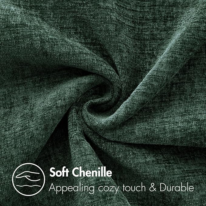 MIULEE Pack of 2 Green Throw Pillow Covers 18x18 Inch Soft Chenille Pillow Covers for Sofa Living Room Couch Solid Dyed Cases